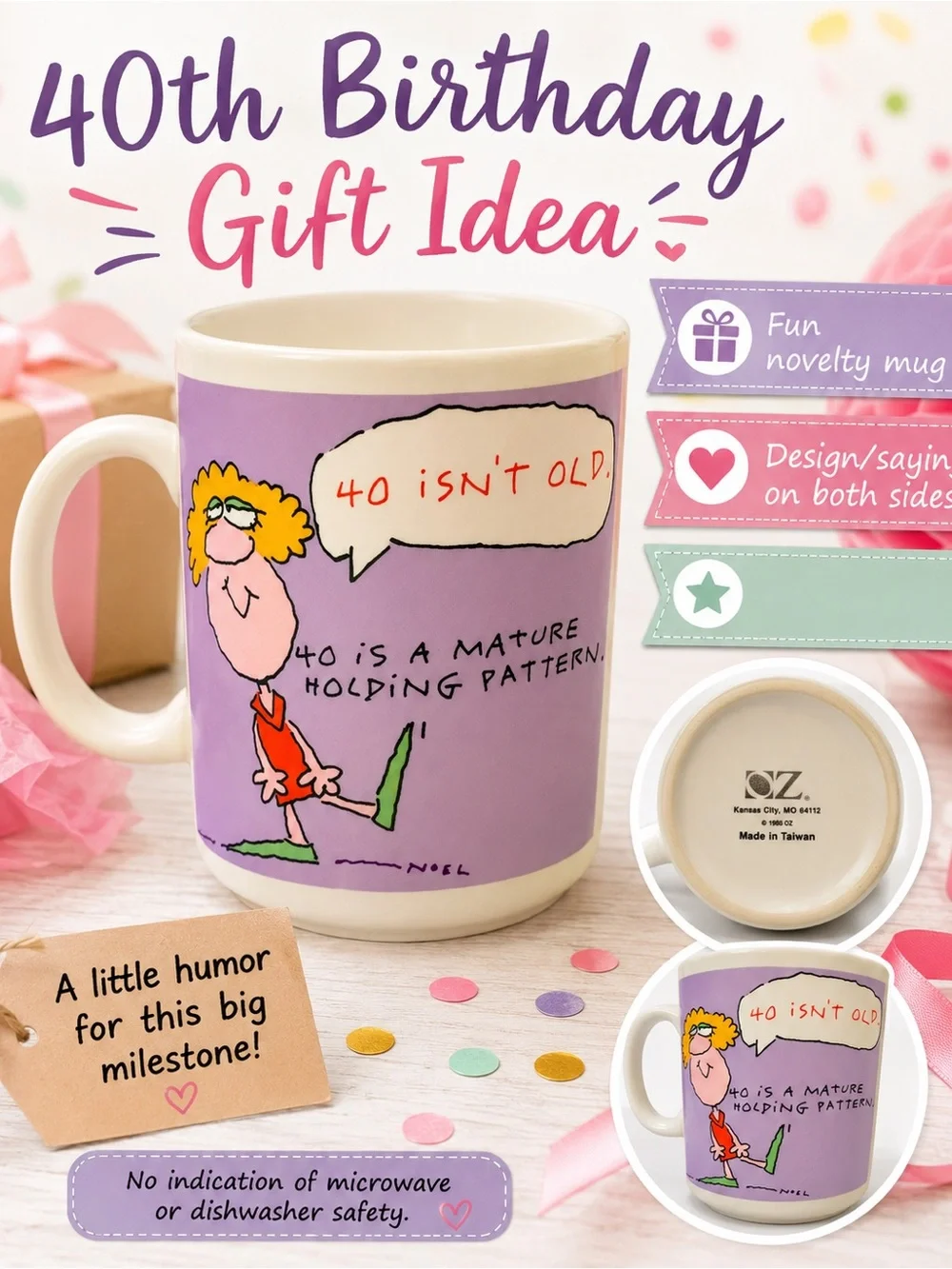 Source Unknown Purple 40 Isn't Old Novelty Coffee Mug
